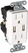 Lutron Deep Back Cover SC 15A USB Tamper Resist Snow (SCR-15-UBTR-SW)