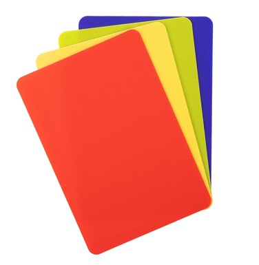 Dexas Heavy Duty Cutting Board Grippmat, Flexible Cutting Boards for Kitchen, Set of 4, Non Slip Plastic Board Cutting Mat Small Size 5.5 x 8, Blue, Green, Yellow, Red Set, Kitchen Gadgets