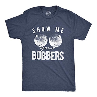 Men's Funny Show Me Your Bobbers T-Shirt Cool Fishing Tee Mens Funny T Shirts Adult Humor T Shirt for Men Funny Fishing T Shirt Novelty Tees for Men Navy XL
