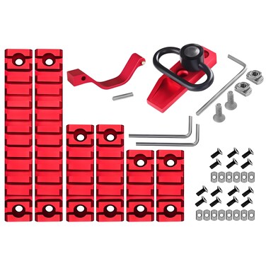 Gotical Combo of 4-5 Slots (2 Pcs) &amp; 7-Slots (2 Pcs) MLOK Picatinny Rail Section with Modular Direct Attachment MLok Quick Detach Sling Swivel Mount Kit-Push Button with Trigger Guard (Combo 1)