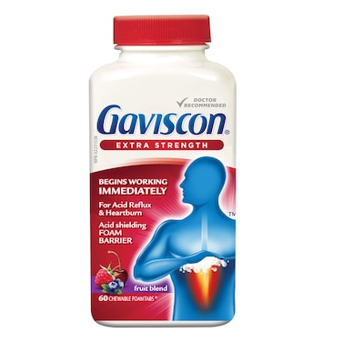 Gaviscon Extra Strength Fruit Antacid 60 Tablets
