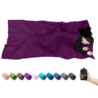 Browint Silk Sleeping Bag Liner, Silk Sleep Sheet, Sack, Extra Wide 87"x43", Lightweight Travel and Camping Sheet for Hotel, More Colors for Option, Reinforced Gussets, Pillow Pocket