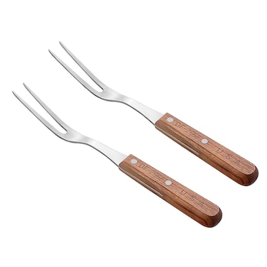 Sunrise Kitchen Supply Stainless Steel Turner Spatula &amp; Meat Fork with Wood Handle (10.5" Fork (2 pack))