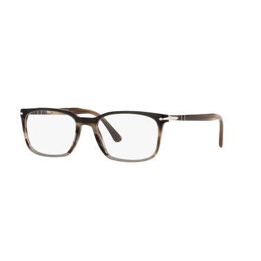 Persol PO3189V Rectangular Prescription Eyewear Frames, Striped Brown/Grey/Black/Demo Lens, 55 mm