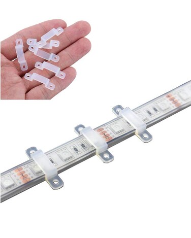 MSDUSA 100 Pack LED Strip Light Mounting Brackets LED Strip Light Holder with 200 Screws Included (Ideal for 10mm/0.41in Wide IP67/68 Waterproof Strip Lights)