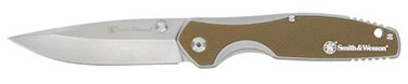 Smith &amp; Wesson Cleft 7.75in S.S. Assisted Folding Knife with 3.5in Drop Point Blade and Stainless/G10 Handle for Outdoor, Tactical, Survival and EDC