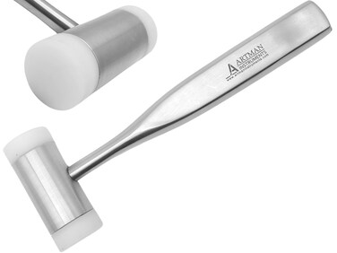 ARTMAN INSTRUMENTS Surgical Mallet - Implant Surgical Hammer with Teflon-Capped Ends, Ergonomic 6.5" Handle, Autoclavable for Sinus Lift, Osteotomes, and Bone Spreader