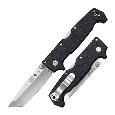 Cold Steel SR1 Lite 8Cr14MoV Steel 4" Tanto Point Blade Griv-Ex Handle Folding Knife with Tri-Ad Locking Mechanism, Boxed