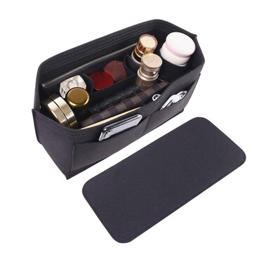 Doxo Felt Organizer Insert Handbag&amp;Tote Purse Organizer Insert Large with Zipper Bag in Bag Fits for Speedy and Neverfull Saint Louis PM &amp; Base Shaper 2pc Set(Large-Black-Combination)