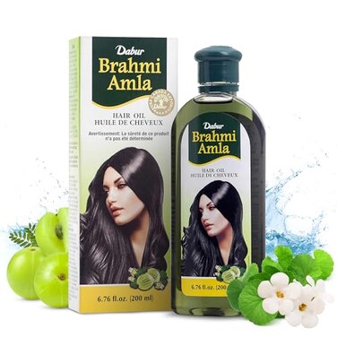 Dabur Brahmi Amla Hair Oil - Natural Moisturizing, Strengthening &amp; Hair Oil Elixir for Healthy Scalp, Nourishing Hair Oil for Soft, Manageable, &amp; Smooth Hair From Root to Tip - 200 ML (6.76 fl oz)