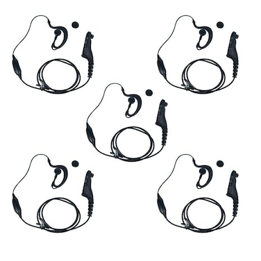 Klykon APX 6000 Earpiece,G Shape Surveillance Headset with Mic Ptt for Motorola Xpr 7550e Xpr 7550 Xpr 6550 APX 8000 Xpr 7580 2 Way Radio Walkie Talkie,5 Packs