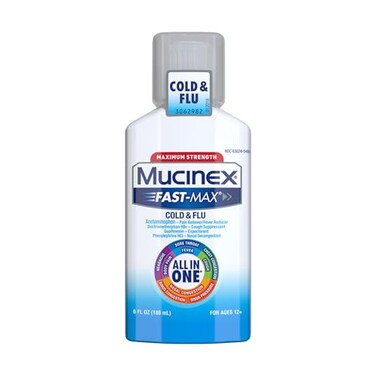 Mucinex Fast-Max Cold &amp; Flu All-in-One Maximum Strength Liquid, 6 fl. oz. (Packaging May Vary)