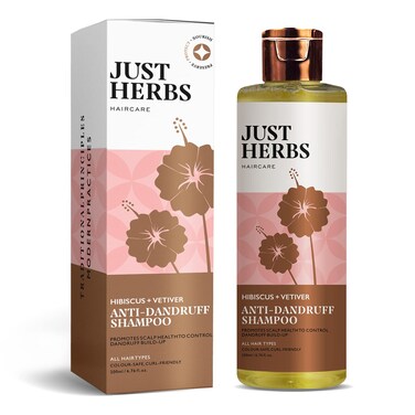 Just Herbs Organic Soya Protein Anti Dandruff Shampoo With Neem, Hibscus &amp; Lecithin for All Hair Types, Sulfate &amp; Paraben Free - 200ml