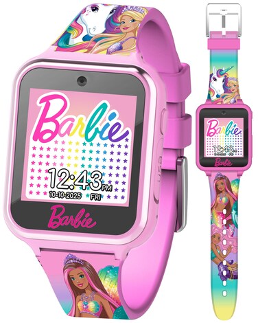 Barbie Kids Smartwatch - Interactive Fun with 10 Watch Faces, Camera, Games, Alarm, Step Tracker &amp; More - Stylish Gift for Girls with Printed Unicorn &amp; Mermaid Straps - Fits Wrists 5.5'' to 8.5''