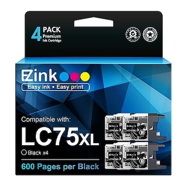 E-Z Ink Compatible Ink Cartridge Replacement for Brother LC-75 XL LC75 XL LC-71 XL LC71XL High Yield Compatible with MFC-J6510DW MFC-J6710DW MFC-J6910DW MFC-J280W MFC-J425W(Black,4 Pack)
