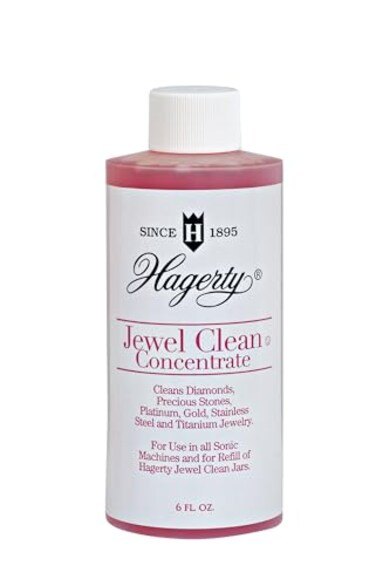 Hagerty Jewel Clean Concentrate - Ultrasonic Jewelry Cleaner Liquid Solution, Gold &amp; Silver Cleaner, Made for All Ultrasonic Machines - 6 Fl Oz Bottle