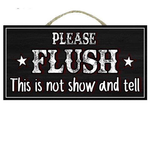 Eeypy Wooden Wall Decor Farmhouse Funny Bathroom Sign Please Flush This Is Not Show And Tell Country Restroom Wall Decor For Home School or Office Sign Wooden Letters