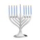 Zion Judaica Mini Classic Menorah with Mini Birthday Size Hanukkah Candles - Satin Silver Small Travel Minorah with 44 Blue and White Spiral Chanukah Candles - On The Go Hanukkiah Cute Hanukkah Gift