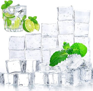 DomeStar Fake Ice Cubes, 20 PCS 1inch Plastic Ice Cubes Acrylic Clear Decorative Ice Cubes Photography Display for Home Decoration Wedding Centerpiece Vase Fillers