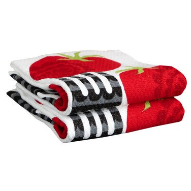 T-fal Woven Weave Dish Kitchen Towel Set, 2-Pack, Fork Print, 2 Count
