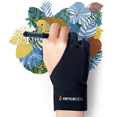 XENCELABS, Artist Glove, Drawing Glove Left Right Hand for Drawing Tablet, 2 Finger Glove for Drawing, Black Size L