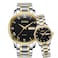 OLEVS Valentines Couple Pair Watches for Men and Women Lovers Romantic Wedding Gifts Set of 2,His and Hers Business Black Dial Quartz Day Date Wrist Watch Waterproof Luminous with Stainless Steel Band