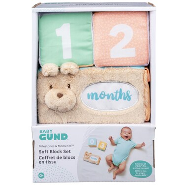 Baby GUND Milestones and Moments Soft Blocks, Plush Photo Prop Sensory Toy Blocks for Babies and Newborns, Multicolor