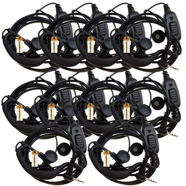 Lsgoodcare 10Pack 1Pin G Shape Earpiece Headset PTT and Mic Compatible for HYT Hytera Radio TC1688 TC310 TC-1688 TC-310 TC-320 etc/Motorola Walkie Talkie Radio