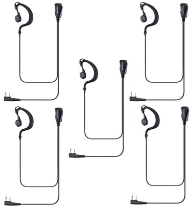 Commountain Earpiece with Mic for Kenwood Baofeng BTECH Samcom Retevis Radioddity TYT Radios Walkie Talkies &amp; BF-F8HP UV-5R UV-82HP UV82 NX-1300 NX-1200 NX3220 TK-3402, 2 Pin Earhook Headset-5 Pack