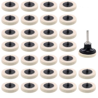 30 Pcs of 2" Commpressed Wool Fabric Qc Disc Polishing Buffing Pads Wheels and 1 Pcs of 2" Disc Pad Holder with 1/4" Shank for Polishing &amp; Buffing Projects