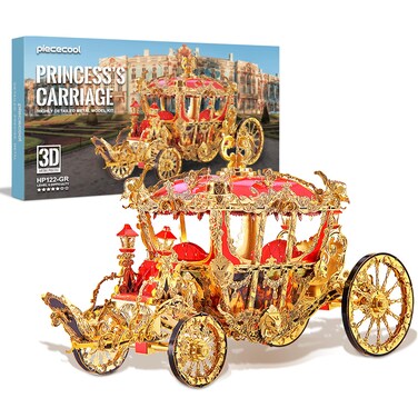 Piececool 3D Metal Puzzles for Adults, Princess Carriage Model Kits DIY Brain Teaser Puzzles 3D Metal Model Building Kits Anxiety Relief Toys, Great Birthday, 216 Pcs