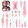 Baby Healthcare and Grooming Kit, 26 in 1 Portable Baby Safety Care Set with Hair Brush Comb Nasal Aspirator Electric Nail Trimmer Set Baby Essentials kit for Newborn Boys Girls (Pink)