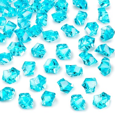 DomeStar Blue Fake Crushed Ice Rocks, 150 PCS Fake Diamonds Plastic Ice Cubes Acrylic Clear Ice Rock Diamond Crystals Fake Ice Cubes Gems for Winter Christmas Vase Fillers Decoration