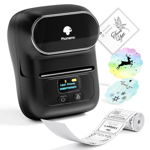 Phomemo M110 Label Makers - Barcode Label Printer Bluetooth Portable Thermal Printer for Small Business, Address, Logo, Clothing, Mailing, Sticker Printer for Phones &amp; PC, Black