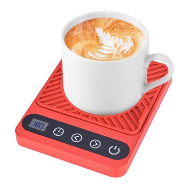 Coffee Warmer for Desk - Electric Mug Warmer, Coffee Mug Warmer with Timer, Mug Warmer, LED Display Smart Coffee Cup Warmer, Mug Heater for Coffee Tea Red