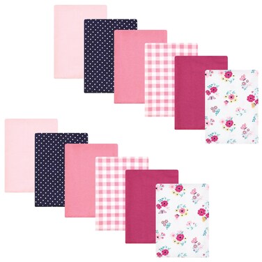 Hudson Baby Unisex Baby Cotton Flannel Burp Cloths Bundle, Butterfly Floral, One Size