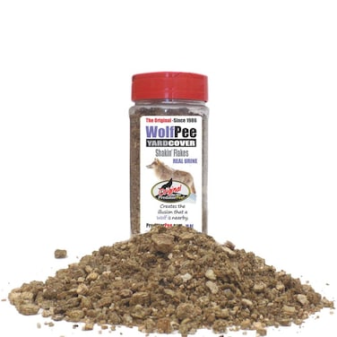 Predator Pee Wolf Pee Shakin' Flakes - Territorial Marking Scent - Creates Illusion That Wolf is Nearby - 16 oz Jar