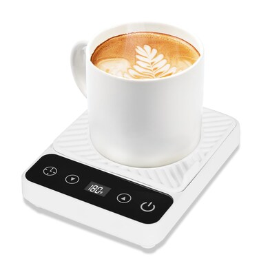 Coffee Warmer for Desk - Electric Mug Warmer, Coffee Mug Warmer with Timer, Mug Warmer, LED Display Smart Coffee Cup Warmer, Mug Heater for Coffee Tea White