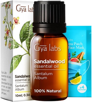 Gya Labs Sandalwood Essential Oils for Diffuser - Natural Sandalwood Oil for Skin- Sandalwood Essential Oil for Hair Massage Perfume &amp; Candle Making Scent (0.34 fl oz)
