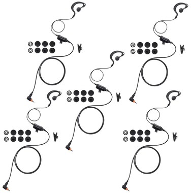 Commountain SL300 SL3500e Earpiece with Mic/PTT Compatible for Motorola Radios TLK-100 TLK-110 SL7550 SL7550e SL-300 SL-3500e TLK100 TLK110 Series, G Shape Earhook Headset Fit Left or Right Ear-5 Pack