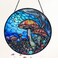 7.8'' Peacock Decor Suncatcher Stained Glass - Originally Designed Peacock Suncatchers for Sun Catchers Indoor Window   Gifts for Peacock Lovers Painted Glass Panel Decor Themed Gift