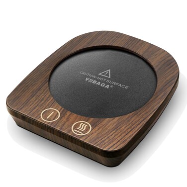 VOBAGA Imitation Wood Grain Coffee Cup Warmer &amp; Mug Warmer for Desk, Electric Cup Beverage Warmer Plate with 3 Temperature Settings for Tea, Cocoa, Milk with Auto Shut Off After 4 Hours, for Gifts
