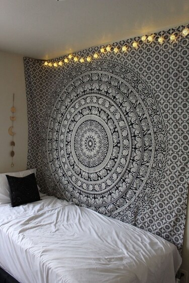 RAJRANG Indian Mandala Tapestry Wall Hanging Black and White Elephant Hippy Tapestries Twin Hippie Beach Throw College Dorm Decor Bohemian Boho Bedsheet - 84x54 Inches