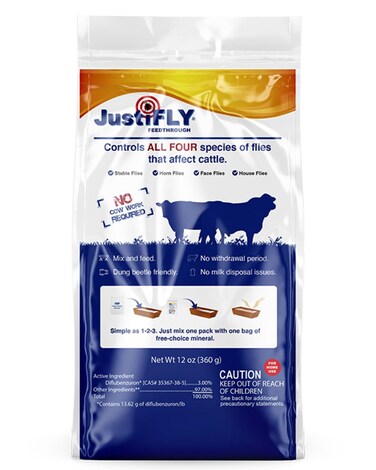 Champion USA JustiFLY Feedthrough Cattle Fly Control, Single   Non-Toxic Larvicide. Controls All Four Fly Species That Affect Cattle. Over 50 Million Head Treated