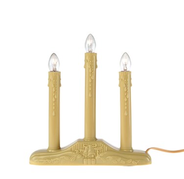 Creative Hobbies 3 Light Electric Candolier Indoor Christmas Candle Lamp, Ivory Plastic with Clear C7 Incandescent Light Bulbs