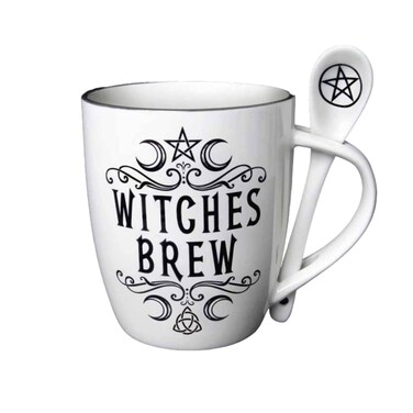 Alchemy Gothic Witches Brew Ceramic Tea or Coffee Mug &amp; Spoon Set