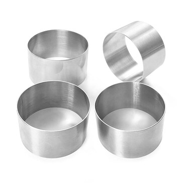Sunrise Kitchen Supply Plating Forms Stainless Steel Ring Mold Set (3.5" x 2" &amp; 3" x 1.75") 4 Count