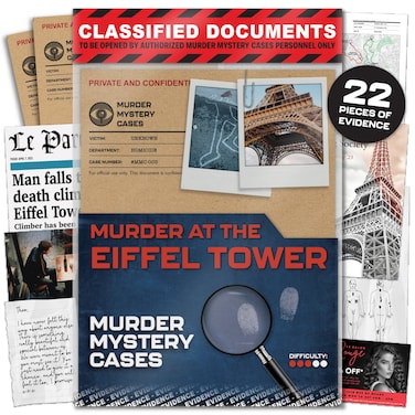 Murder Mystery Cases - Murder at The Eiffel Tower - Unsolved Murder Mystery Games for Adults - Escape Room Game w/Intriguing Cold Case Case File - Detective Games, Crime Solving, Mystery Game Fun