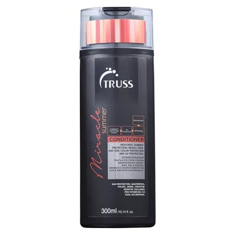 TRUSS Miracle Summer Conditioner - Moisturizing Conditioner, Protects Hair From Sun, UV, Ocean &amp; Pool Water, Adds Shine, Prevents Color Fading - All Hair Types (10.14oz)