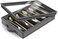 Sorbus Flatware &amp; Utensil Storage - Gray Fabric Chest Box for Storage and Organizing Utensils, Silverware, Flatware, Cutlery - Silverware Organizer Container with Zipper Clear Lid &amp; Adjustable Divider